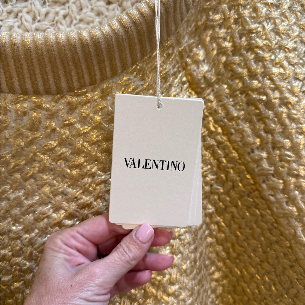 Valentino Gold Coated Wool
Knit Flared Mini Skirt  New with tags! M - Picture 10 of 14